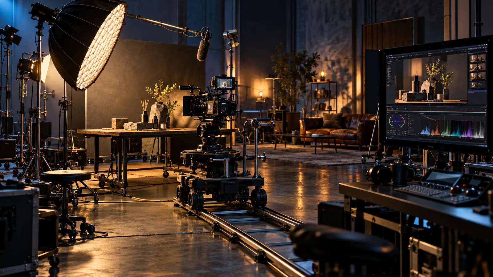 Concept visual of a boutique video and photography production set