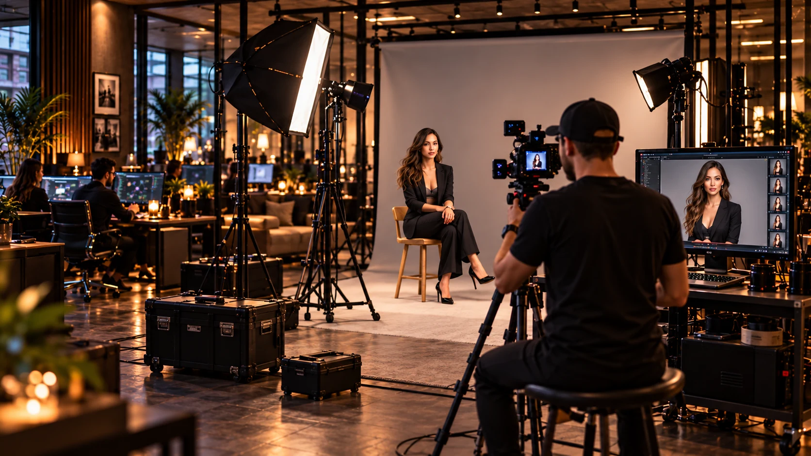 Illustrative professional photography and video studio environment