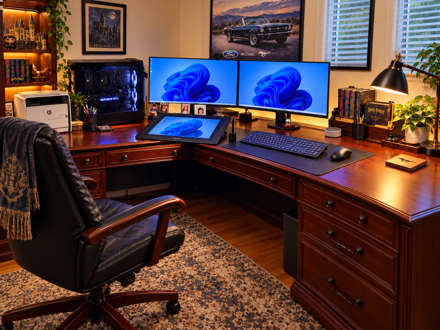Concept visualization of an upgraded photography workstation with dual displays, a pen display, and a custom creator PC